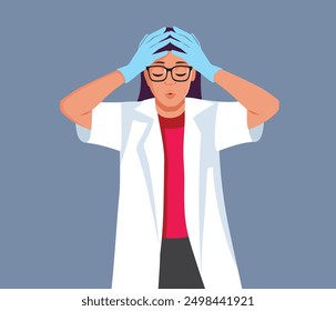 
Exasperated Doctor Suffering from Burnout Vector Illustration. Stressed and frustrated medicals student feeling overworked 
