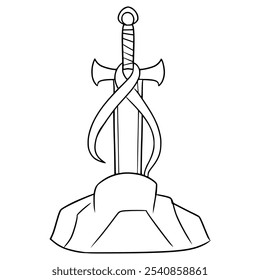 Excalibur illustration hand drawn outline vector