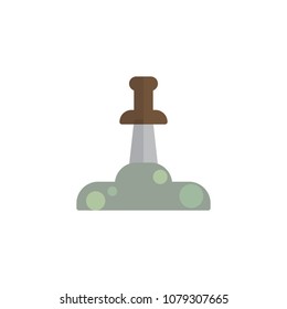 Excalibur sword flat icon, vector sign, colorful pictogram isolated on white. The sword in the stone symbol, logo illustration. Flat style design