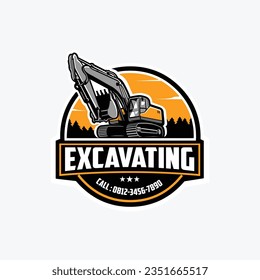 Excavating Company Circle Emblem Logo Vector. Best for Excavator Related Industry Logo and Sticker