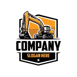 Excavating Company Ready Made Emblem Logo Template. Best For Excavating Company Related Industry