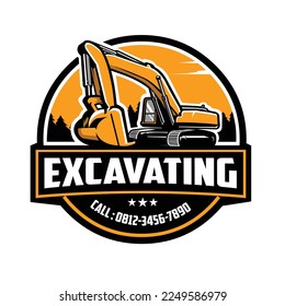 Excavating earth mover company logo template vector isolated