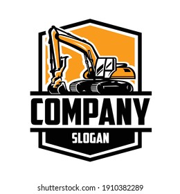 
Excavating land clearing constructing ready made logo isolated vector EPS. Ready made logo template set vector isolated