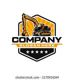 Excavating land clearing constructing ready made logo isolated vector 