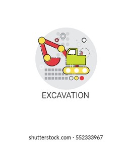 Excavation Bulldozer Machine Building Icon Vector Illustration