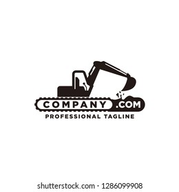 excavation company logo vector with color black