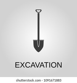 Excavation icon. Excavation symbol. Flat design. Stock - Vector illustration
