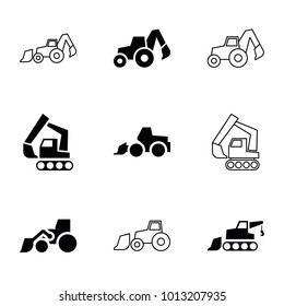 Iconos de exploración. conjunto de 9 iconos de excavación rellenos y esquemáticos editables, como