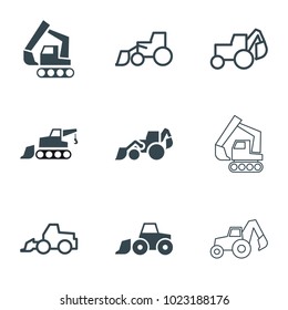 Excavation icons. set of 9 editable filled and outline excavation icons such as