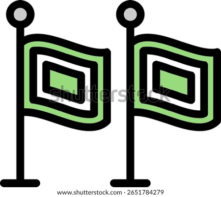 Excavation Marker Flags Line Filled Icon Design