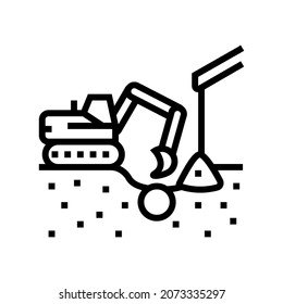 excavation pipe from ground line icon vector. excavation pipe from ground sign. isolated contour symbol black illustration