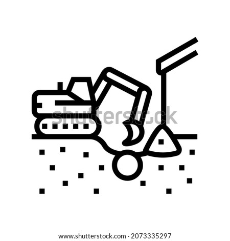excavation pipe from ground line icon vector. excavation pipe from ground sign. isolated contour symbol black illustration