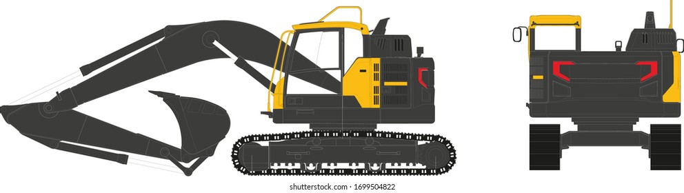 EXCAVATION VECTOR.  ISOLATED VEHICLE FOR BUILDING