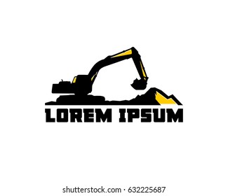 excavator in action logo template vector