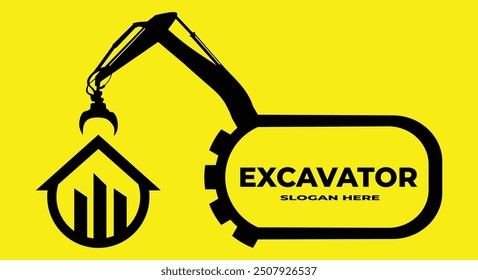 EXCAVATOR ARM LOGO WITH SIMPLE HOUSE LOGO