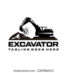 Excavator backhoe construction logo vector template