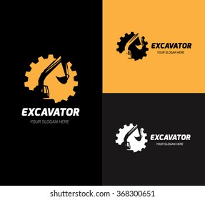 Excavator and backhoe logo template