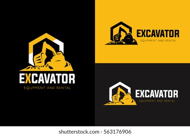 Excavator and backhoe logo template.