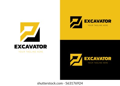 Excavator and backhoe logo template.