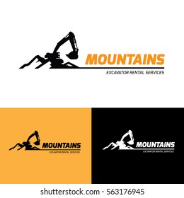 Excavator and backhoe logo template.