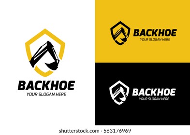 Excavator And Backhoe Logo Template.