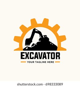 Excavator and backhoe logo template.