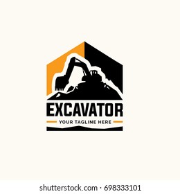 Excavator and backhoe logo template.
