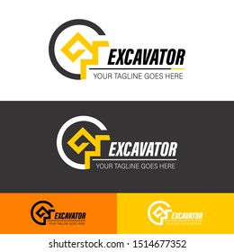 Excavator and backhoe logo template.  Excavating Services brand identity. 