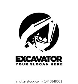 Excavator backhoe logo template vector illustration