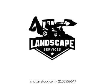 Excavator backhoe logo vector for construction company. Vehicle equipment template vector illustration for your brand.