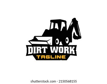 Excavator backhoe logo vector for construction company. Heavy equipment template vector illustration for your brand.