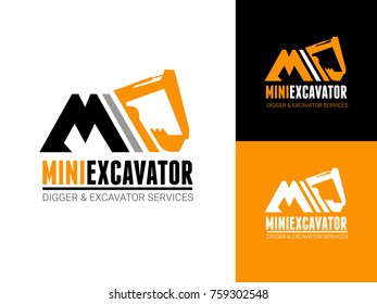 Excavator and backhoe logo vector illustration