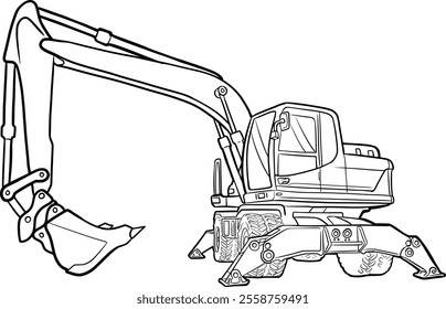 Excavator, big, yellowe, Robot, Mining