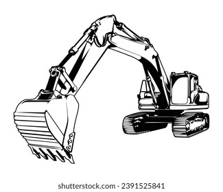	
Excavator with a black cover and a white background.