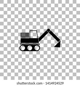 Excavator. Black flat icon on a transparent background. Pictogram for your project