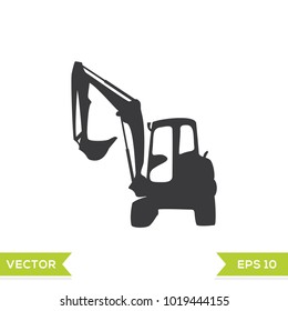 excavator black web icon flat on white background vector template illustration 