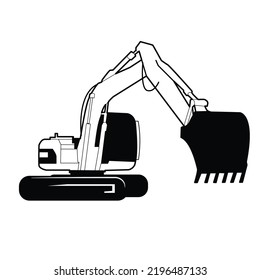 excavator black and white vector design