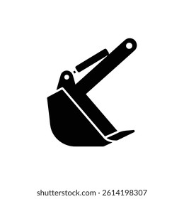Excavator Bucket Only Icon Black Filled Minimal Shape - Earth Moving