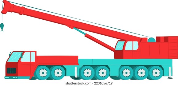 Excavator with bucket, professional construction vehicle equipment, land work flat vector illustration, isolated on white.