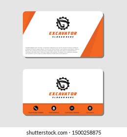Excavator and business card vector template