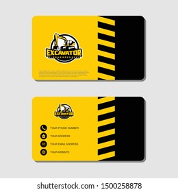 Excavator and business card vector template