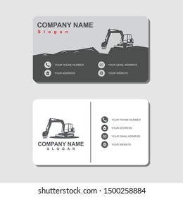 Excavator and business card vector template