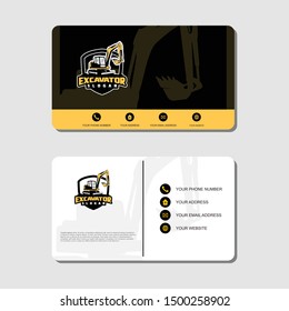 Excavator and business card vector template