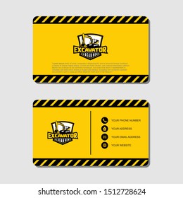 Excavator and business card vector template