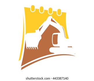excavator calendar excavation heavy machinery builder image vector icon logo
