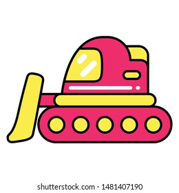 Excavator car icon. Flat design vector.