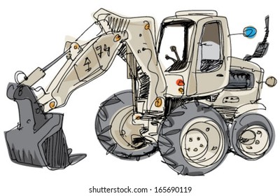excavator - cartoon