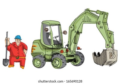 excavator - cartoon