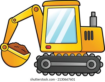 Excavator Cartoon Clipart Colored Illustration