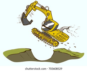 Excavator cartoon illustration